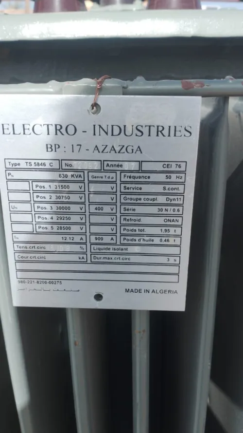Poste transformateur 630kva