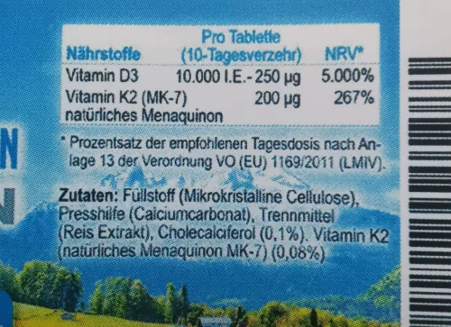 Vitamine D3 et K2