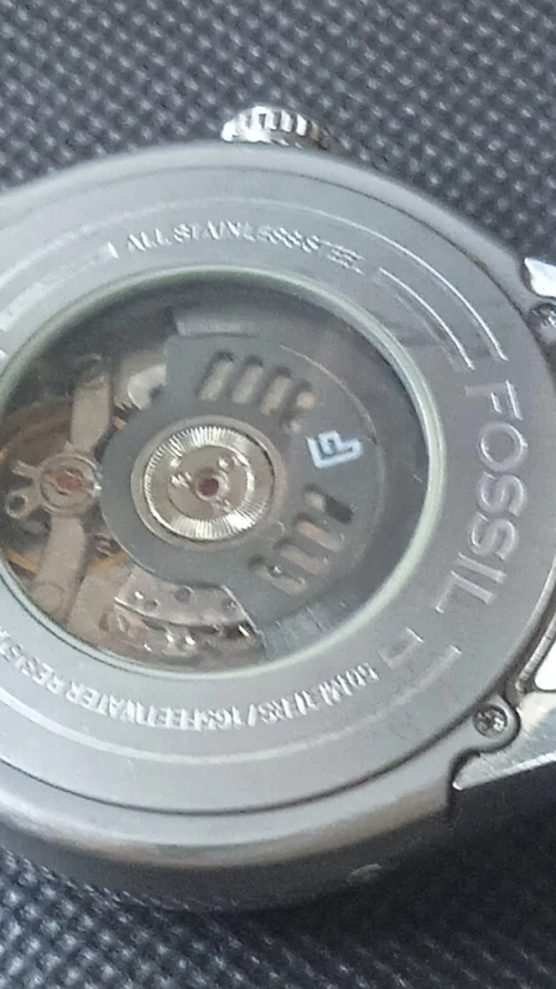 montre homme fossil mécanique automatique toute en acier inoxydable