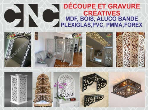 Découpe LASER ET CNC Décoration Bois, Mdf, Forex فوركس تقطيع و ديكور