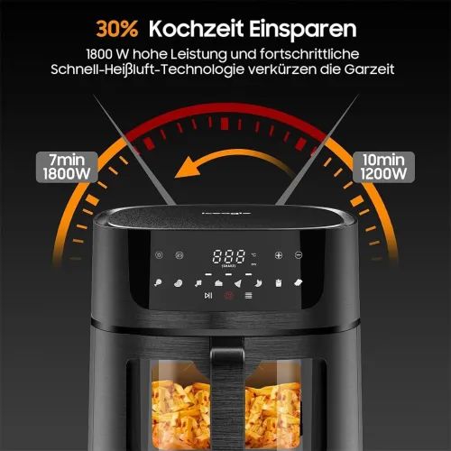 Friteuse Sans Huile 6L avec Grande Fenêtre et écran Tactile LED