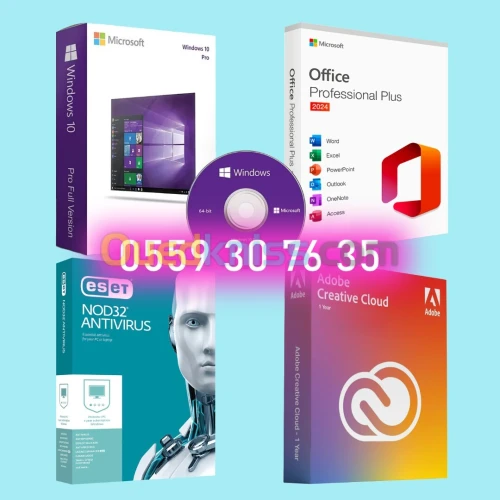 Windows 10 / Office 2024 / ESET / Adobe Creative Cloud Officiel