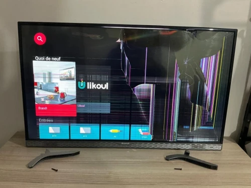 TV 43 pouces Brandt BAD43F7S Pour réparateurs (pièces OK, écran cassé)