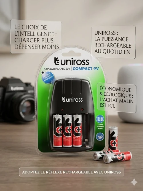 Kit complet pile rechargeable AA+Chargeur des pile AA et AAA et 9v