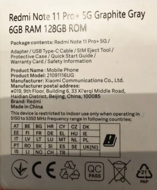 Redmi Note 11 pro+ 5g