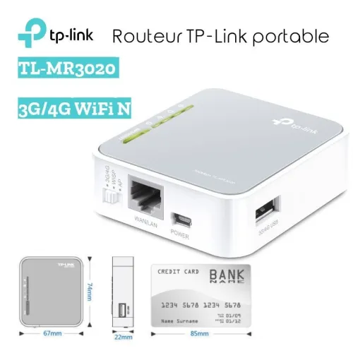 Mini routeur Wi-Fi portable TP-Link TL-MR3020  3G/4G