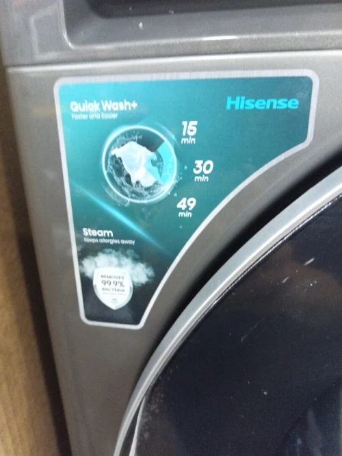 Promo Machine a laver Hisense 12kg titanium Gris inverter vapeur 14000 tr/min