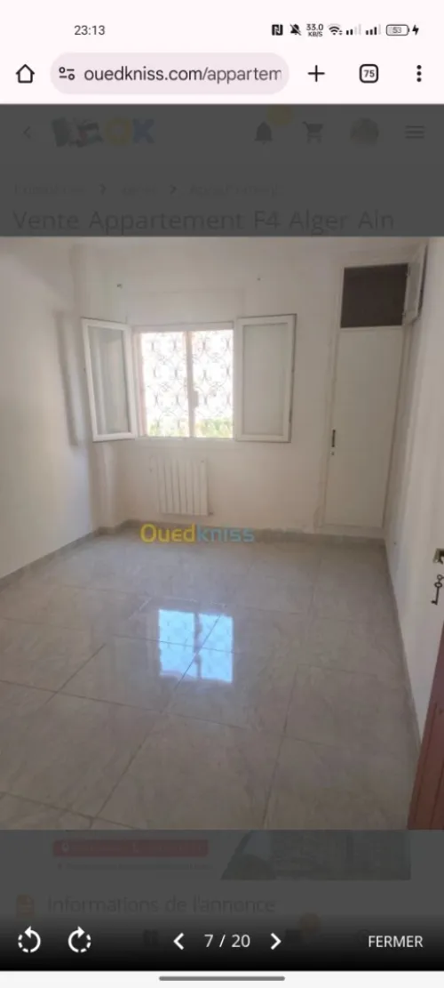 Vente Appartement F4 Alger Ain taya