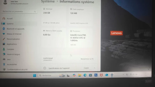 Lenovo Thinkpad E490 i5 8eme