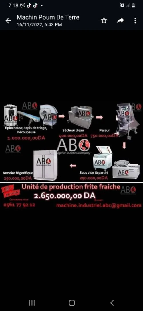 Unité de protection frite fraiche 