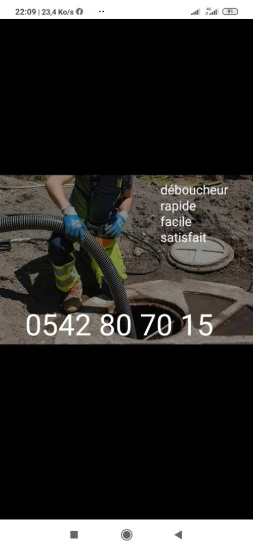 Travaux d'assainissement debouchage curage des canalisations.