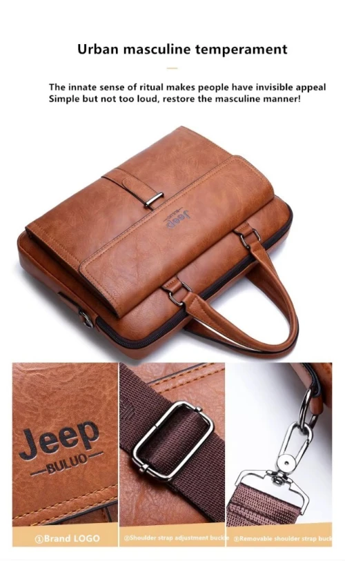 Cartable Jeep Classique en Cuir Fendu