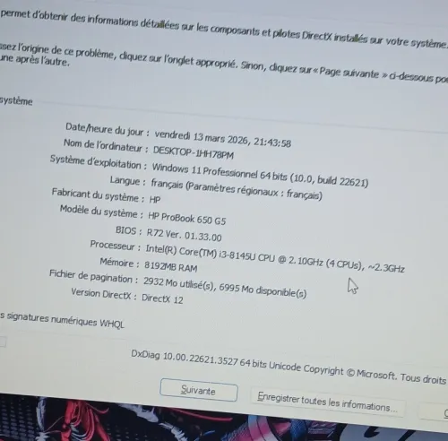 HP ProBook 650 G5 I3 8145U RAM 8GB SSD 256GB 15.6