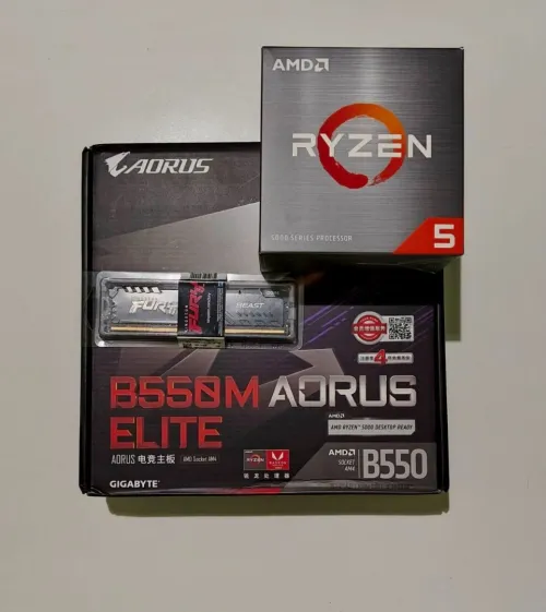 Combo B550m Aorus Elite+ Fury 16gb 3200mhz + R5 5500