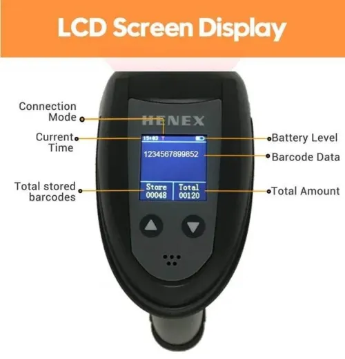 LECTEUR CODE A BARRE SANS FIL BLUETOOTH AVEC AFFICHEUR  HENEX