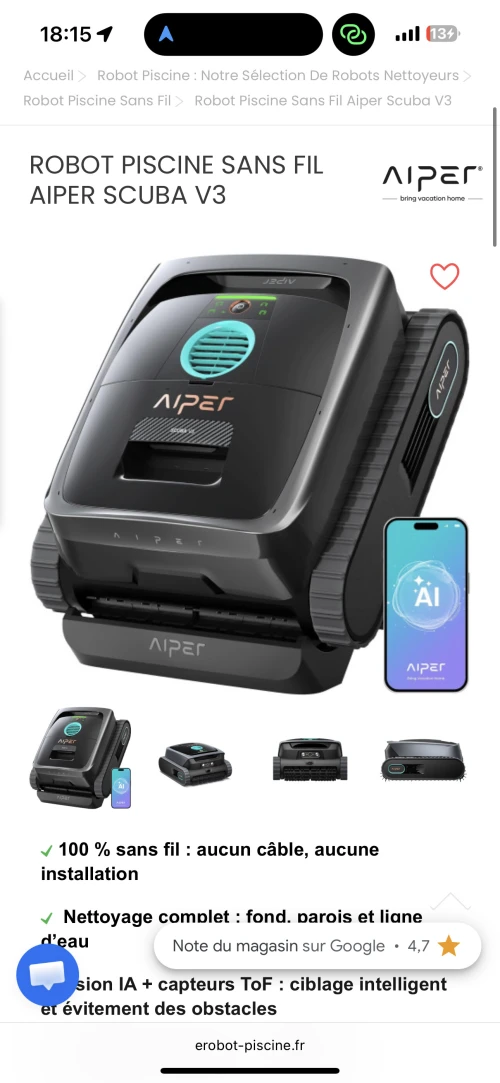Robot piscine aiper scuba v3