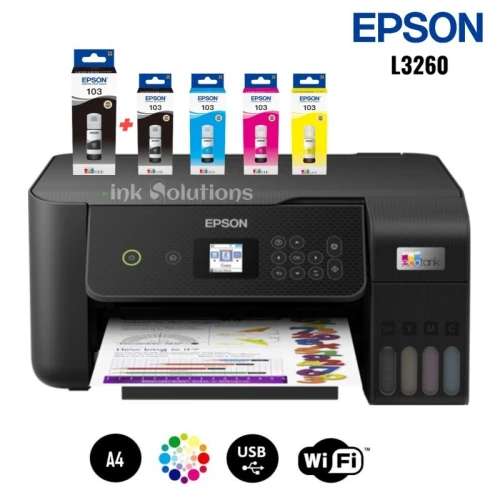 IMPRIMANTE EPSON ECOTANK L3260 MULTIFONCTION À RESERVOIRS RECHARGEABLES AVEC ECRAN LCD