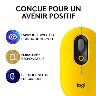 Logitech POP Mouse Souris Sans Fil - Ambidextre - Capteur Optique 4000 Dpi - 4 Boutons - Silencieuse