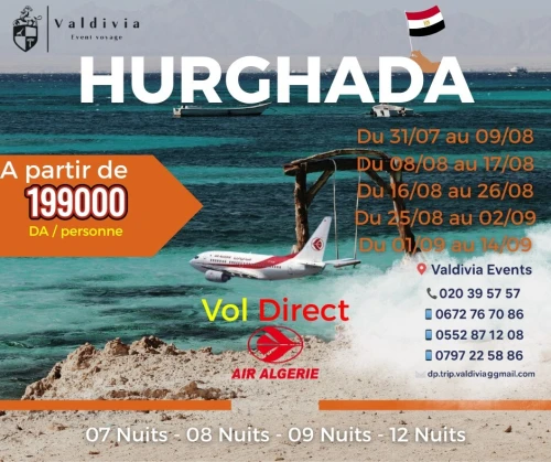 ÉGYPTE HURGHADA Voyage Organisé Vol direct  avec Air Algérie