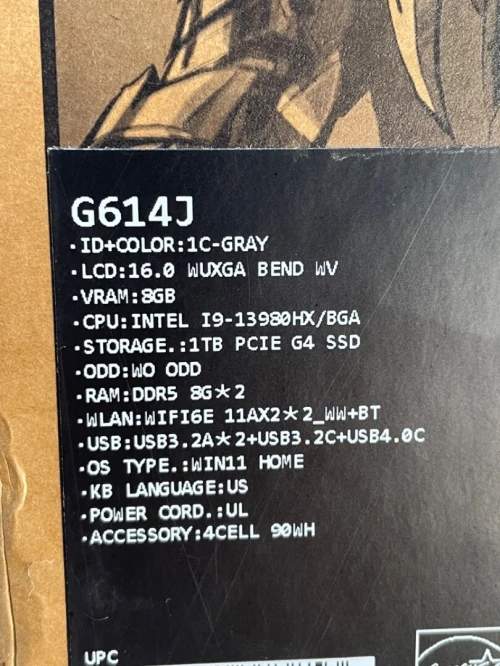 ASUS ROG STRIX G614JV i9-13980HX 16DDR5 1TB SSD G4 16 POUCE 