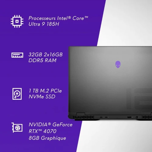 Alienware M16 R2 ultra 9 185H  32G DRR5  1T  SSD NVME  RTX 4070 8G 