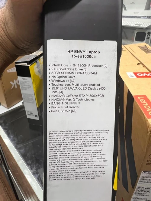 HP ENVY I7 11800H 32G 1T SSD RTX 3060 15.6 UHD OLED 