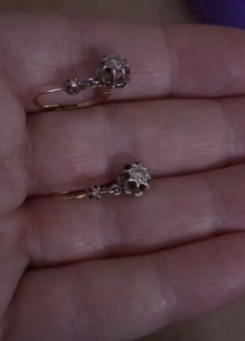 Boucle d oreilles en diamant et en or 18 carats et platine 