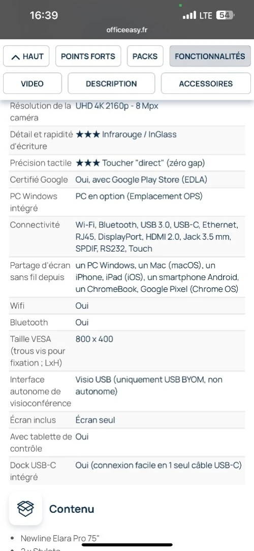 Tv 75 pouce digital interactive 
