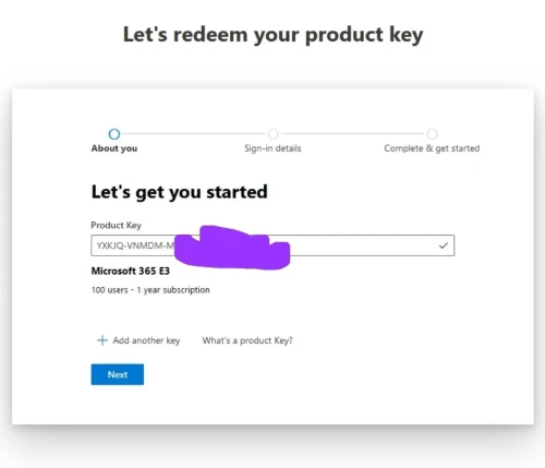 Clés Office 365 Enterprise E3  100 Users