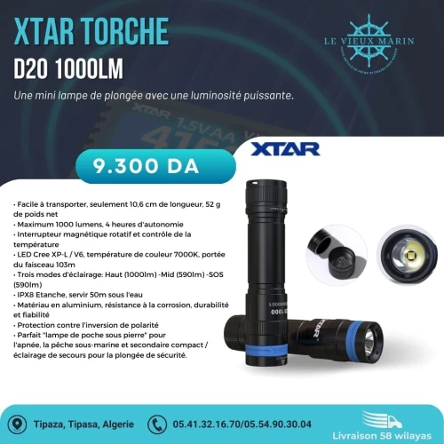 Lampe de plongée XTAR D20P 1000