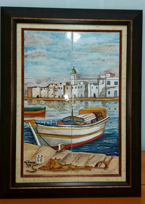 Tableau peeisaje casbah céramiques