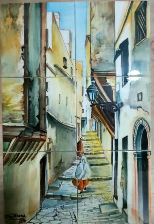 Tableau peeisaje casbah céramiques