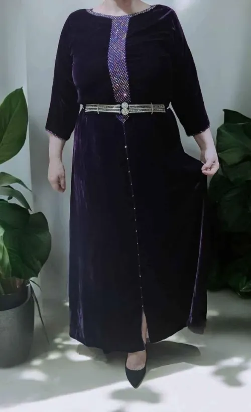 caftan mauve neuf avec ceinture