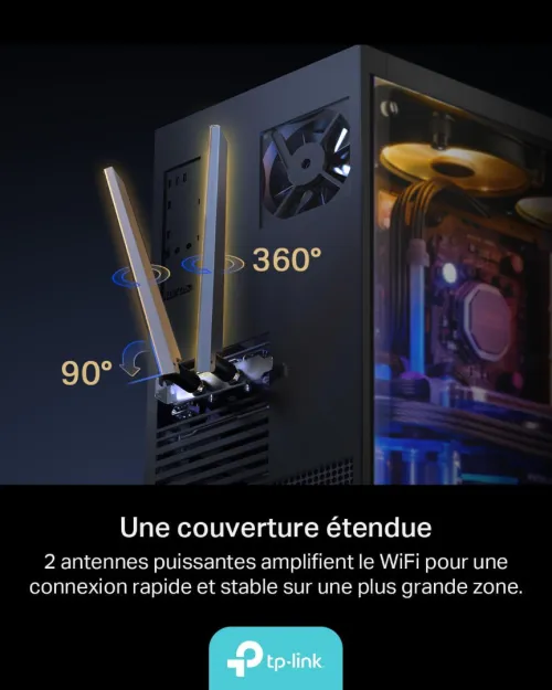 TP-Link Archer TBE400E - Carte WiFi 7 PCIe BE6500 Tri-Bande & Bluetooth 5.4