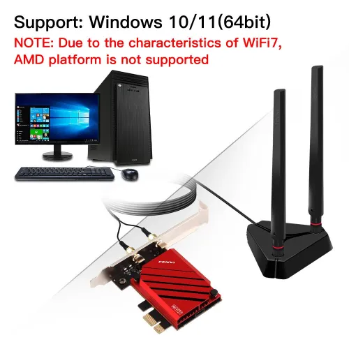 Carte Réseau FENVI WiFi 7 BE200 | 8800Mbps | Bluetooth 5.4 | Base Magnétique