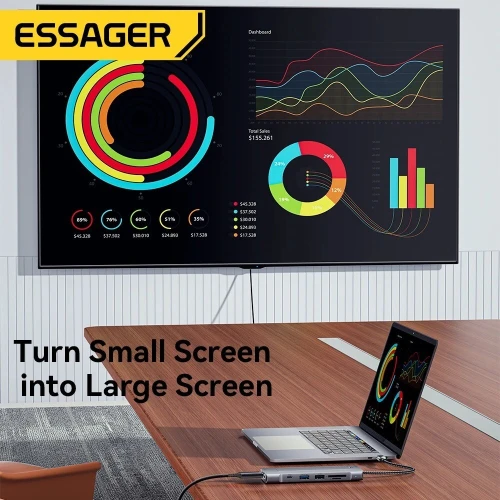 Essager Hub USB-C 8-en-1 avec Stockage