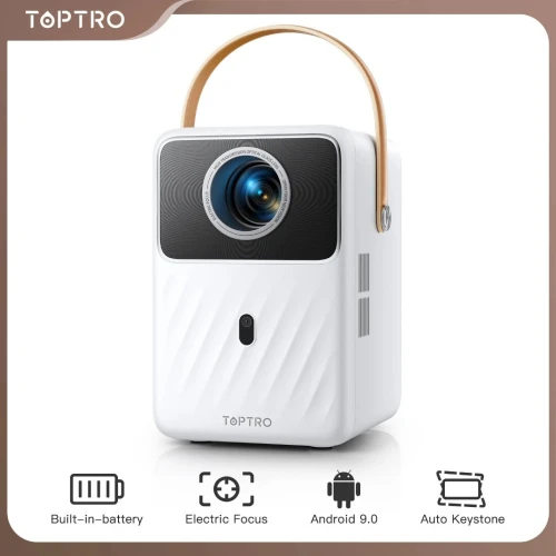 TOPTRO Projecteur portable B1 : Full HD 1080P Android 9.0 400 ANSI avec Batterie