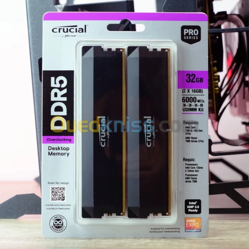 Crucial Pro RAM DDR5 32Go (2x16Go) 6000MHz CL36