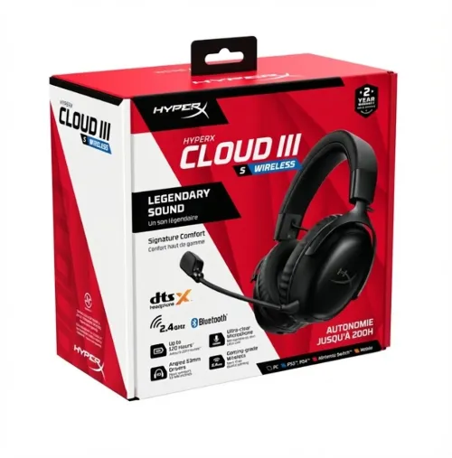 HyperX Cloud III S Wireless (2025) | Bluetooth + 2.4GHz | 200H Autonomie