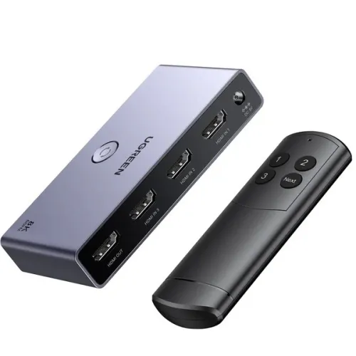 UGREEN Commutateur HDMI 2.1 8K 60Hz avec télécommande pour PS5 et Xbox + 2 Câbles HDMI 8K