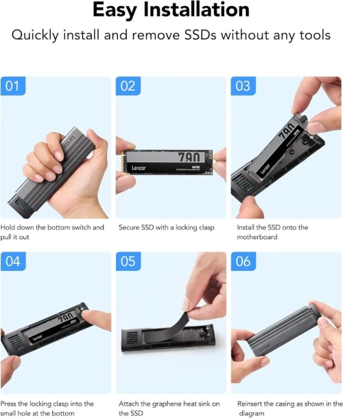 Lexar Boîtier M.2 SSD NVMe USB 3.2 Gen 2 10 Gbps