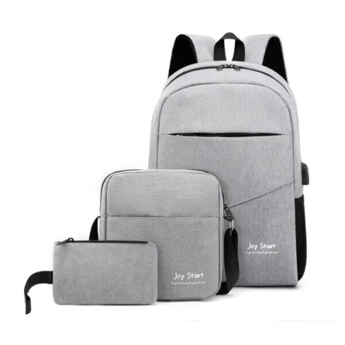 Sac à dos homme avec sac bandoulière et trousse 3en1 محفظة ظهر رجالية 3 قطع 