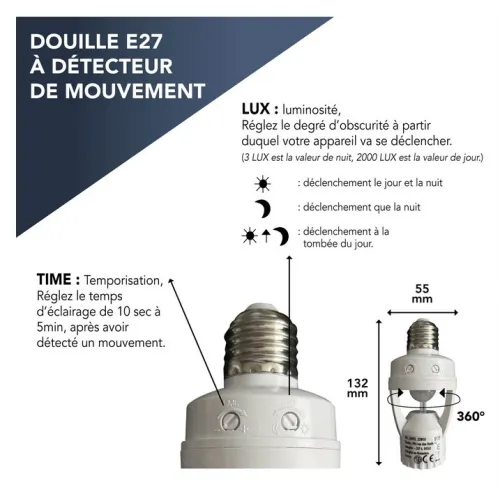 Douille détecteur de mouvement 360