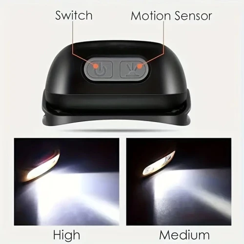Lampe frontale puissante à capteur LED, lumière forte, mini USB rechargeable