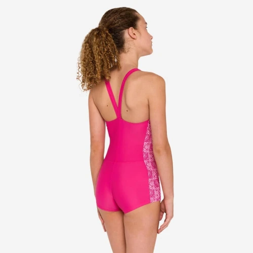 Maillot de bain 1 pièce shorty natation Fille - bleu / ROSE