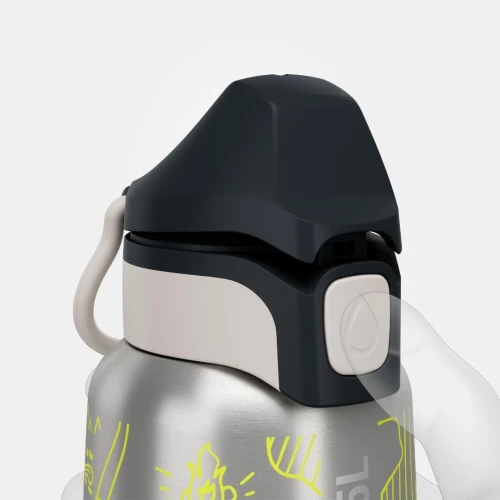 Gourde enfant isotherme 0,35L en acier inox avec bouchon instantané de randonnée dECATHLON