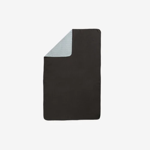 Serviette de bain microfibre côtelée Noir/ Gris Taille XL 110 x 175 cm
