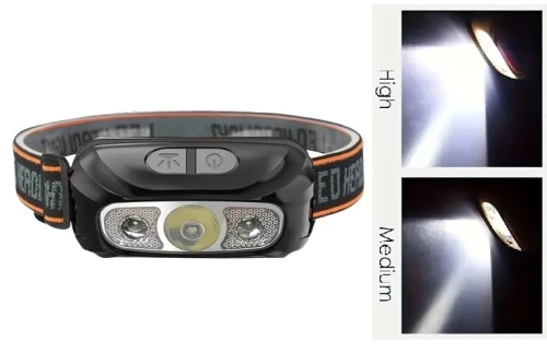 Lampe frontale puissante à capteur LED, lumière forte, mini USB rechargeable