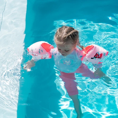 Combinaison De Natation Anti UV Bébé / Enfant Manches Courtes Rose Imprimé