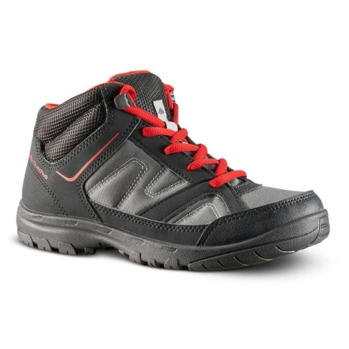 CHAUSSURES DECATHLON  DE RANDONNÉE ENFANT MONTANTES MH100 MID JR NOIRES/ROUGES